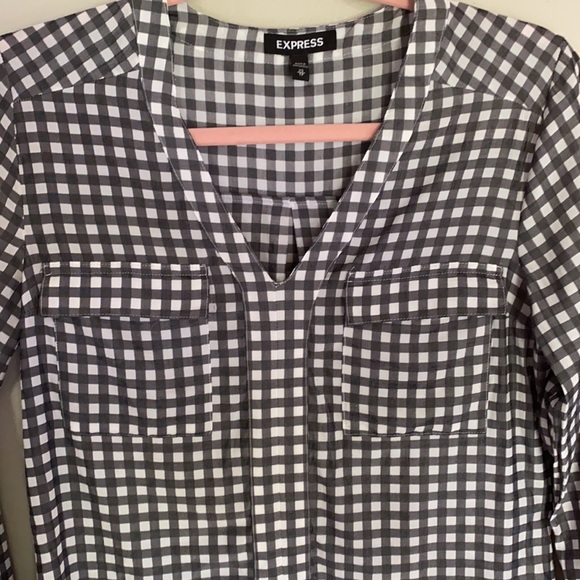 Express Gingham Collarless City Shirt - XS - Picture 5 of 7